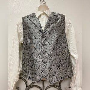 Scully Mens Western Silver Paisley Vest sz M